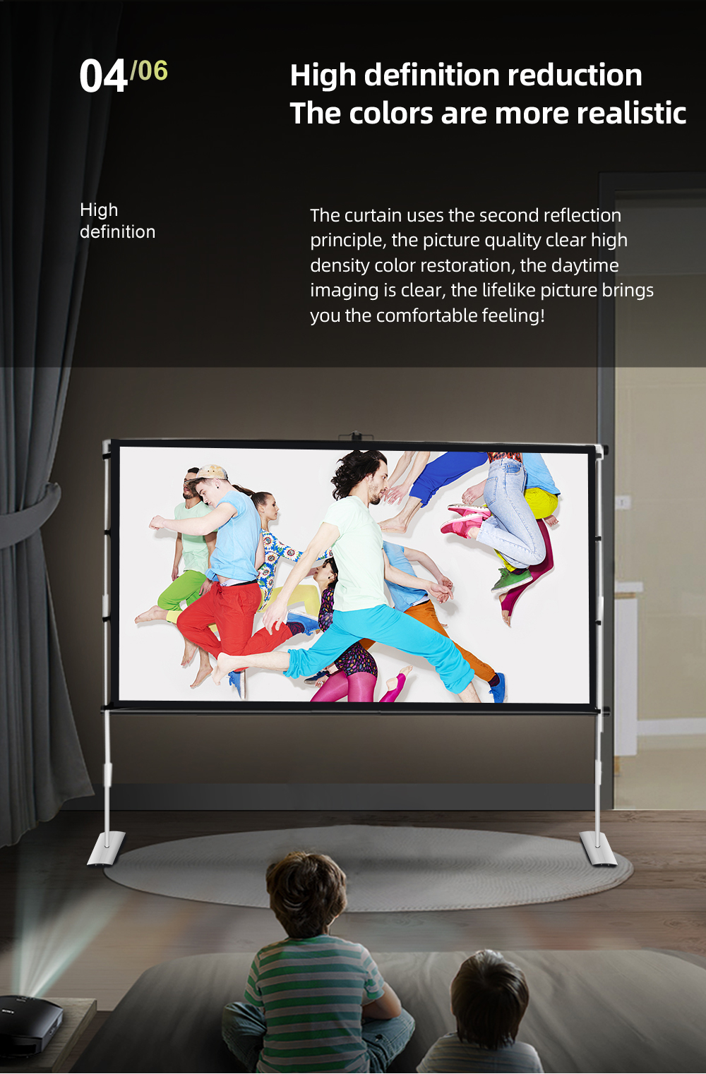 MIXITO 4K Projector Screen with Stable Stand 72