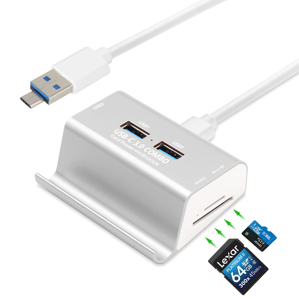 

USB3.0 HUB + SD и Micro SD Card Reader Высокоскоростной USB3.0 считыватель карт COMBO