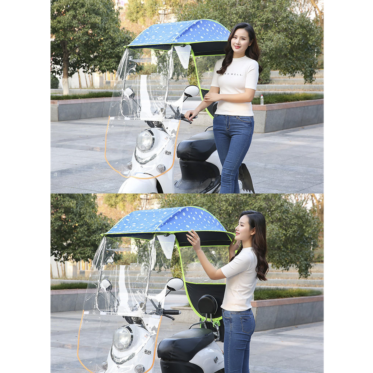 Tenda de chuva scooter elétrica solar proteção contra chuva para motocicleta toldo toldo pára-brisa