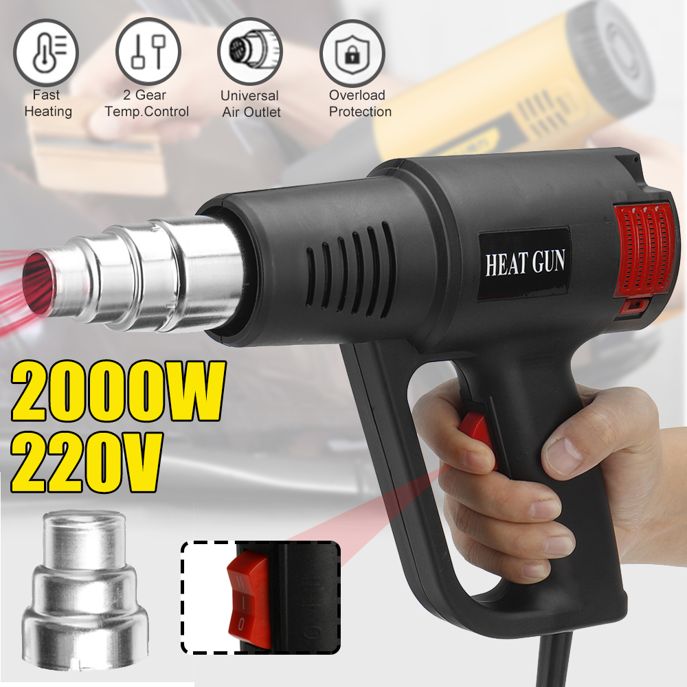 2000W 220V Hot Air Guns 2-Gears Adjustable Electric Heat Guns for Stripping Paint Removing Rusted Bolt Shrinking PVC