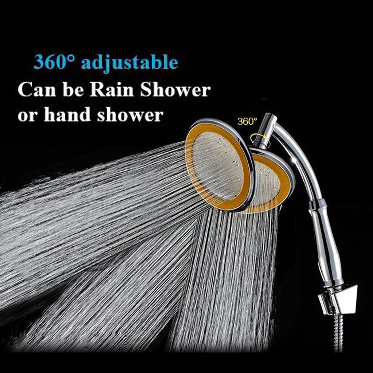 TSP Faucets Accessories 6 Inch Round Rainfall Shower Head Set Bathroom Sprayer Adjustable Extension Arm 