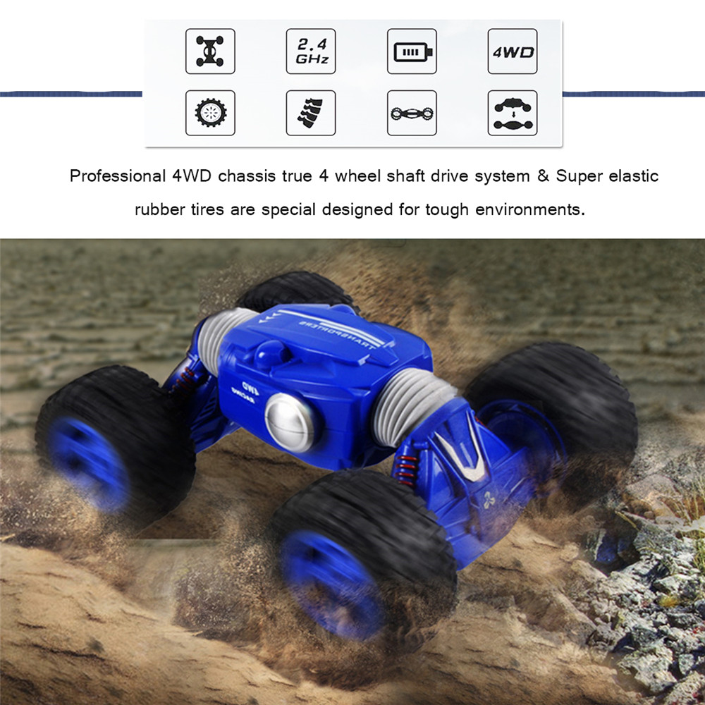 9901 1/16 2.4G 4WD Double Sided Stunt Rc Car One Key Transformation Off-road Truck - Photo: 3