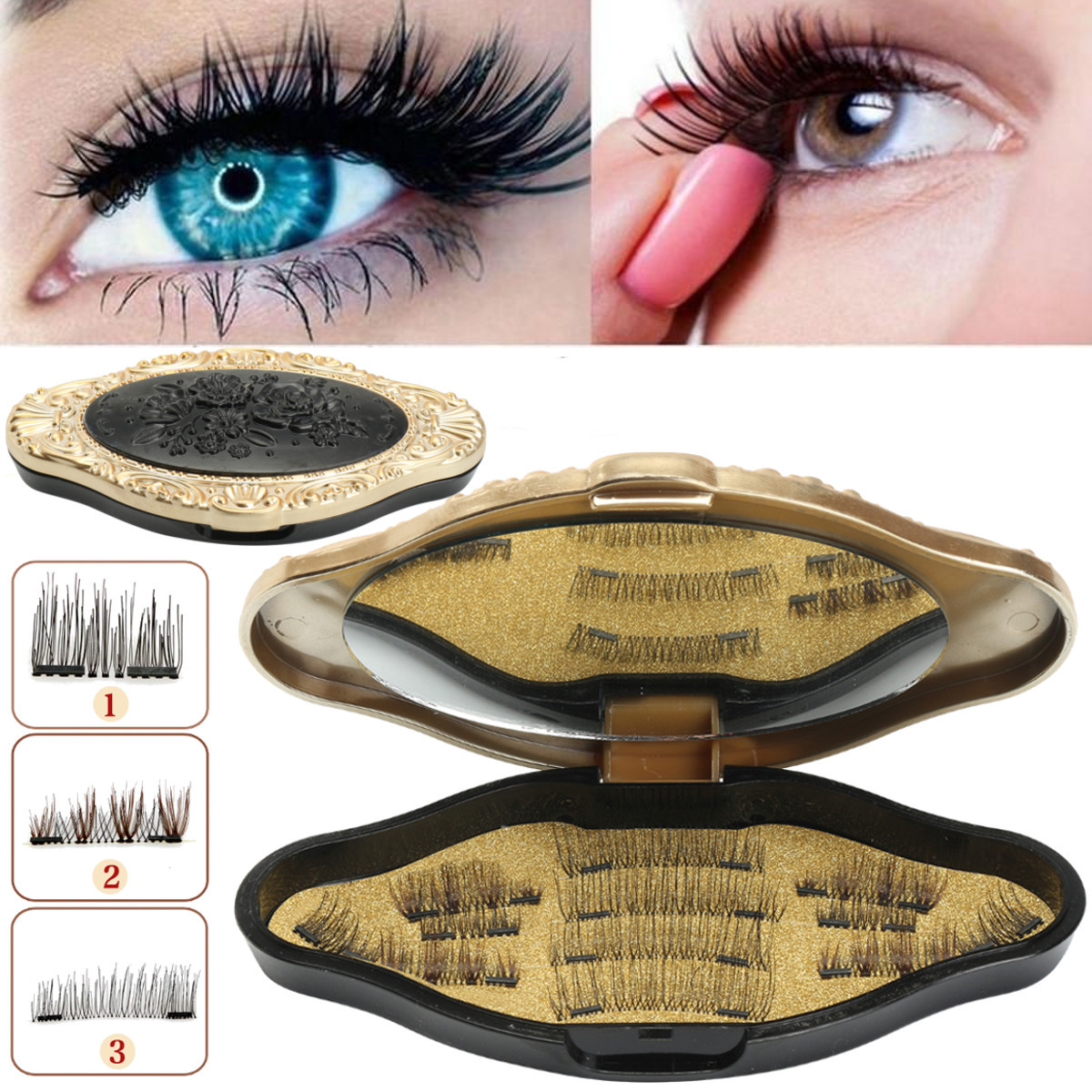 3 Style Magnetic Eyelashes With Mirror