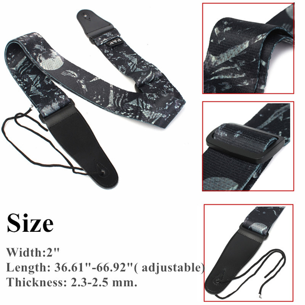 Guitar Strap Polyester Belt Electric Acoustic Bass Skull Punk Style