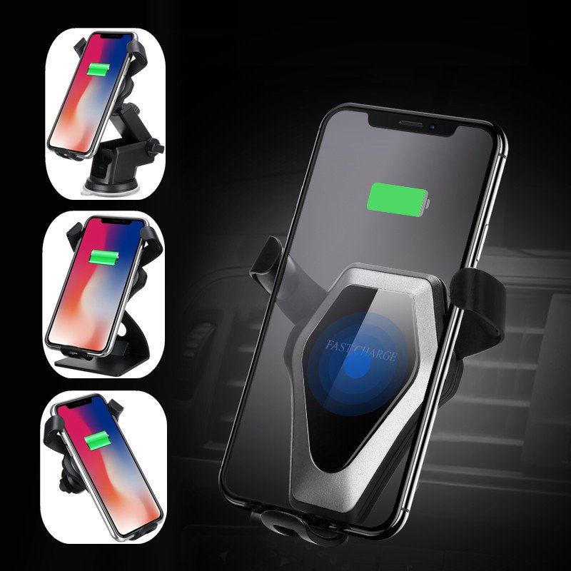 

Universal Qi Wireless Fast Charge Gravity Auto Lock Car Phone Holder Stand for iPhone X Mobile Phone