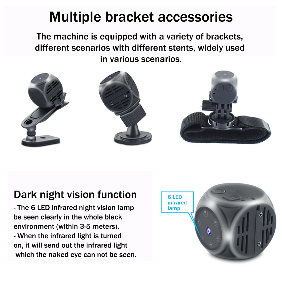 Intelligent Mini Dice 1080P DV Camera Motion Detection 3rd Generation Infrared Night Vision 5
