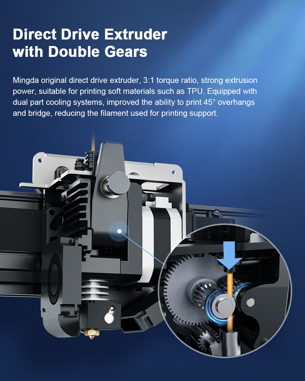 Mingda Magician X2 3D Printer 16-Point Auto Leveling Dual Gears Direct Extruder Filament Detection Belt Tensioner