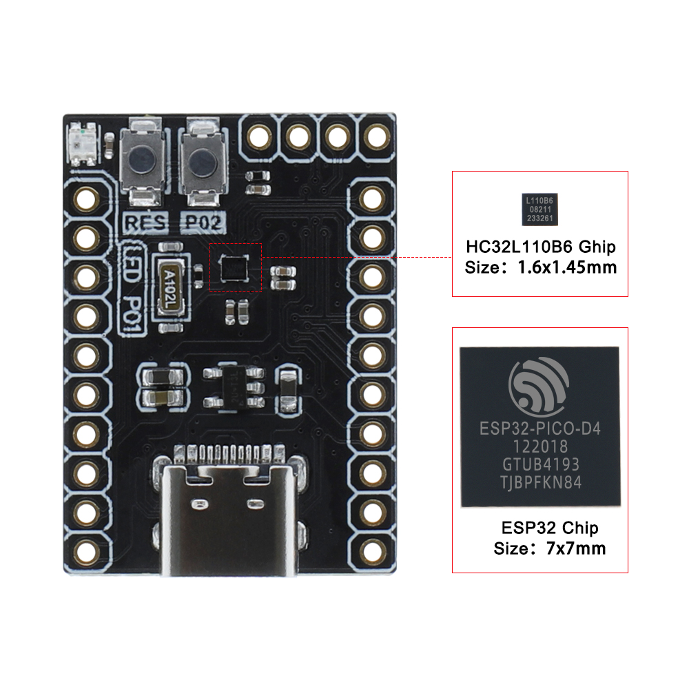 LILYGO® T-HC32 HC32L110B6 Smallest Size MCU Ultra-low Power Flexible Power Management WS2812 For Keil & IAR Software Support C