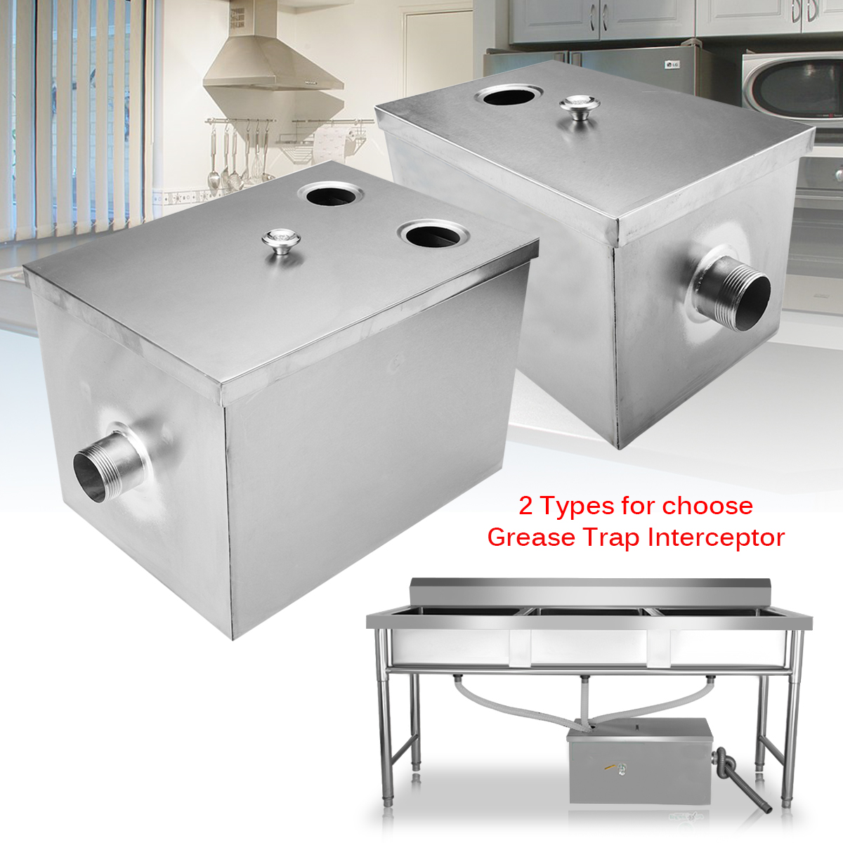 Stainless Steel Grease Trap Interceptor Set For Restaurant Kitchen Wastewater 