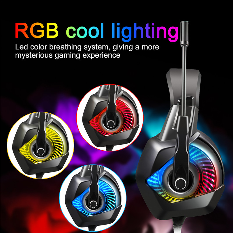 K6 Professional Wired Gaming Headset LED RGB Lighting Headphone 3.5mm Bass Noise Cancelling With Mic 12