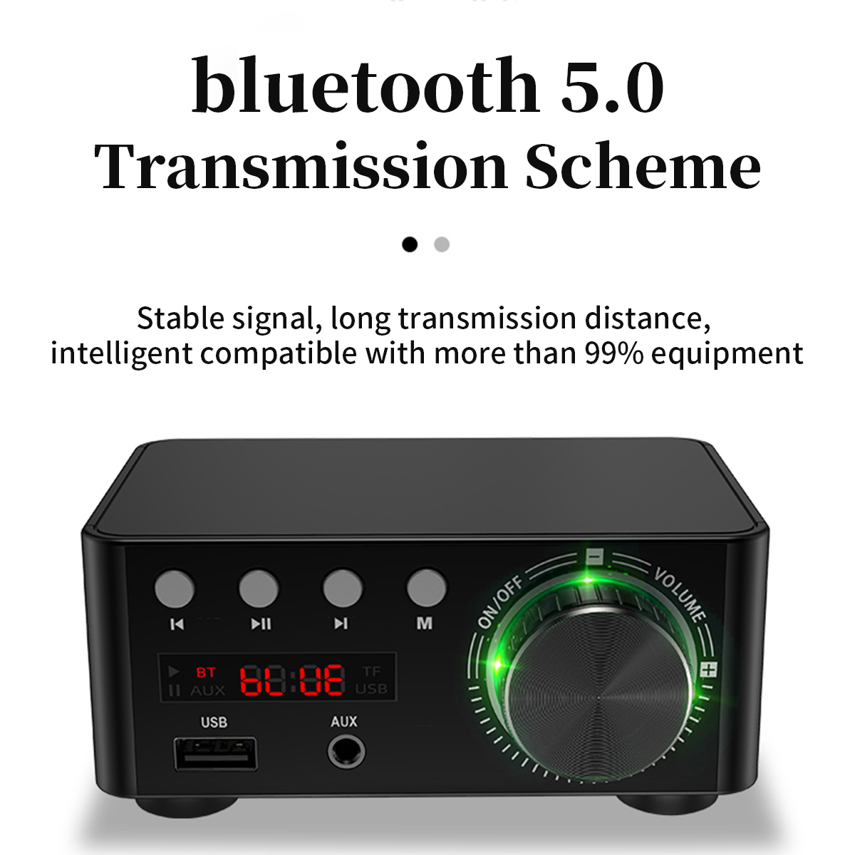 HiFi Mini Digital Amplifier bluetooth 5.0 Amplifier RCA Stereo Sound TF Card U Disk AUX Lossless Sound Powerful Digital Amplifier for TV Computer