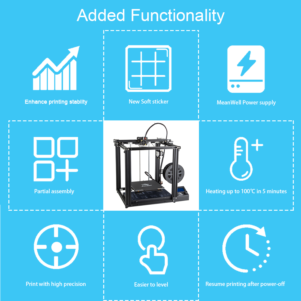 Creality 3D® Ender-5 DIY 3D Printer Kit 220*220*300mm Printing Size With Resume Print Dual Y-Axis Motor Soft Magnetic Sticker Support Off-line Print 8