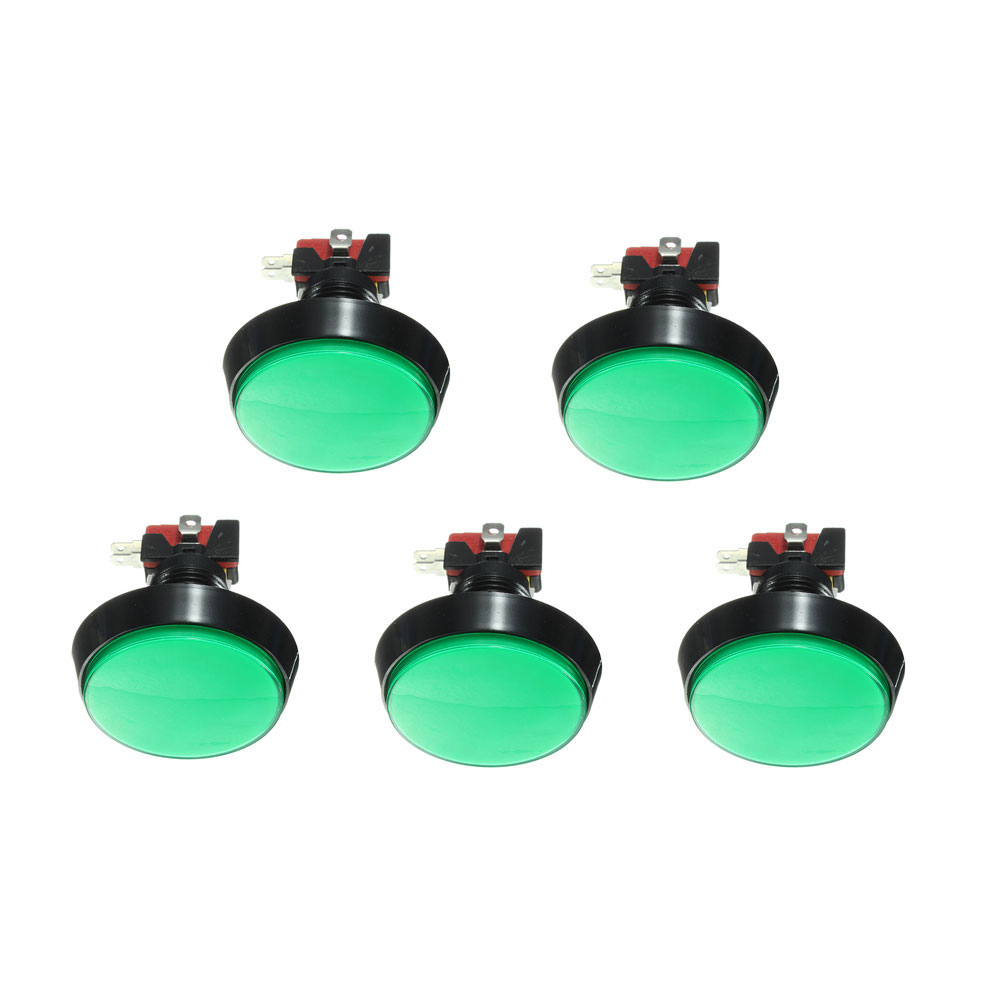 5Pcs Green LED Light 60mm Arcade Video Game Player Push Button Switch 7