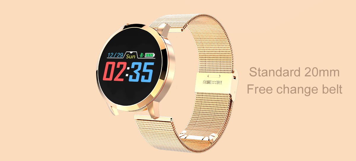 [New Color Updated] Newwear Q8 Stainless Steel 0.95 inch OLED Color Screen Blood Pressure Heart Rate Smart Watch 27