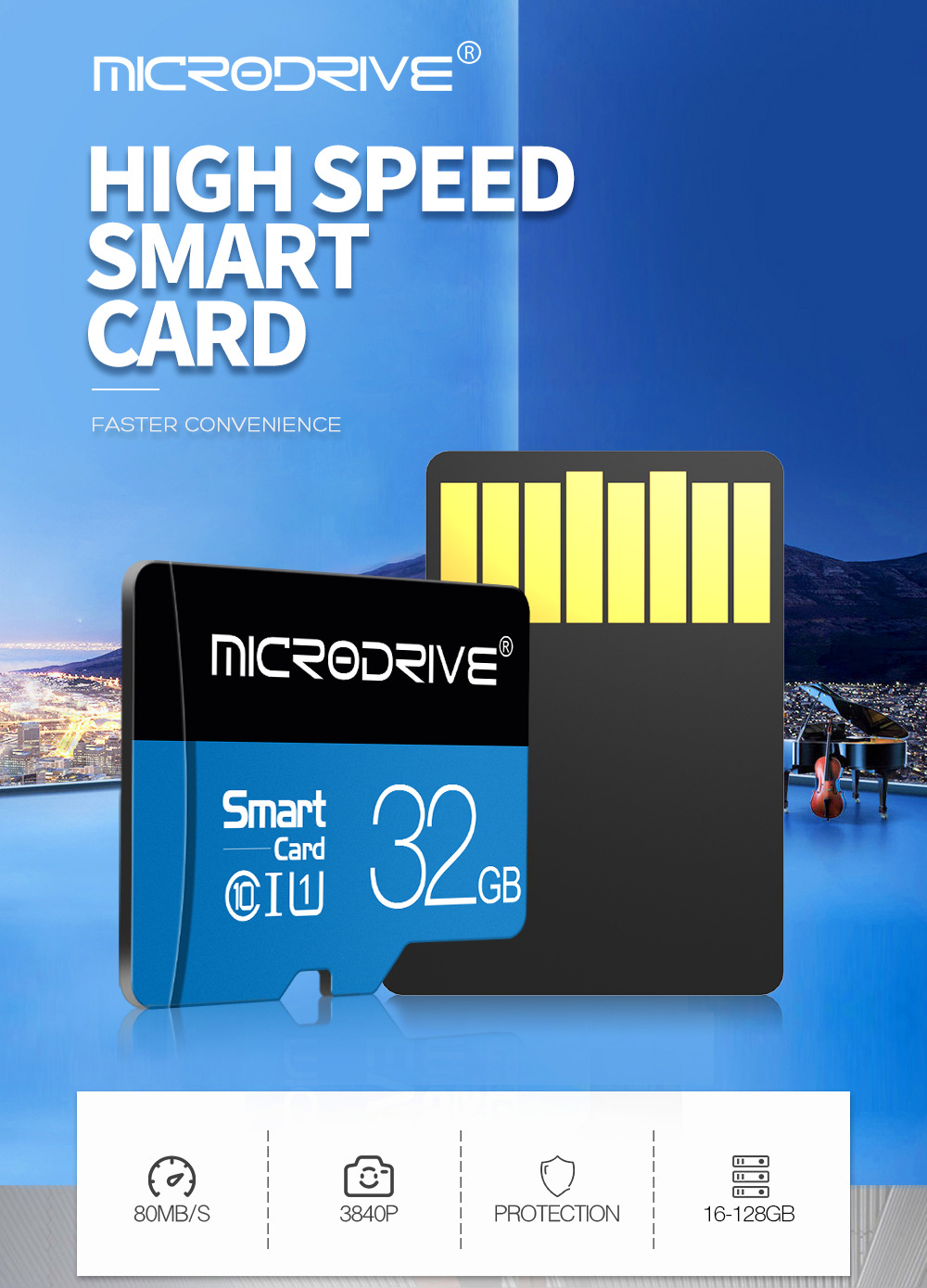 Microdrive Class 10 High Speed TF Memory Card 32GB 64GB 128GB 256GB Micro SD Card Flash Card Smart Card for Phone Camera Monitor Driving Recorder