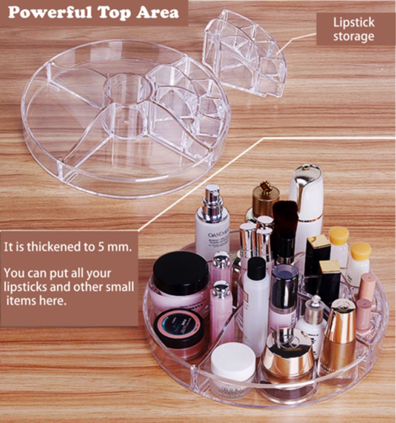 3 Tier Acrylic Cosmetic Makeup Jewelry 360� Rotating Storage Organizer Case