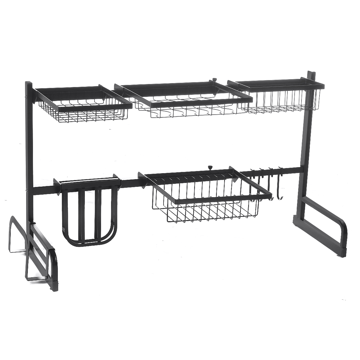 Iron Art Retractable Storage Rack 63-93cm Carbon Steel Multifunctional Dish Rack Kitchen Accessories Organizer