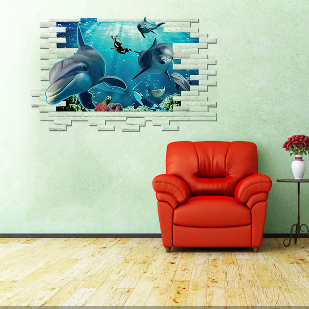 

Miico 3D Творческий ПВХ стены наклейки Главная Декор Mural Art Съемный Дельфин стены наклейки