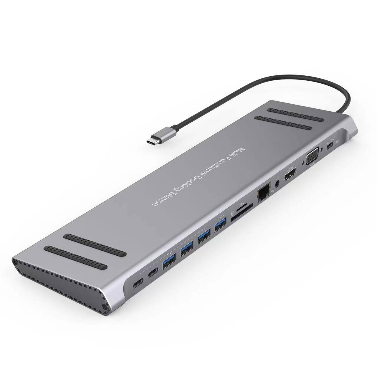 13 in 1 USB C Docking Station Network Hub with HDMI VGA PD 3.0 USB C 10/100M Gigabit Laptop Stand for MacBook iPad Surface pro