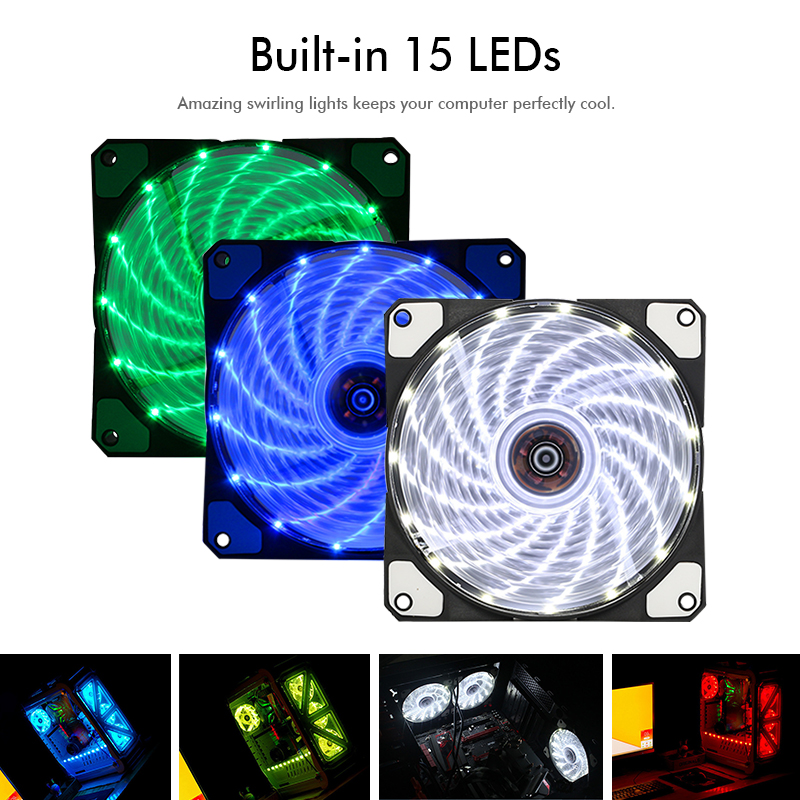 Coolmoon 12V 120mm 3Pin/4Pin LED Light Cooling Fan Computer PC Cooling Fan 12