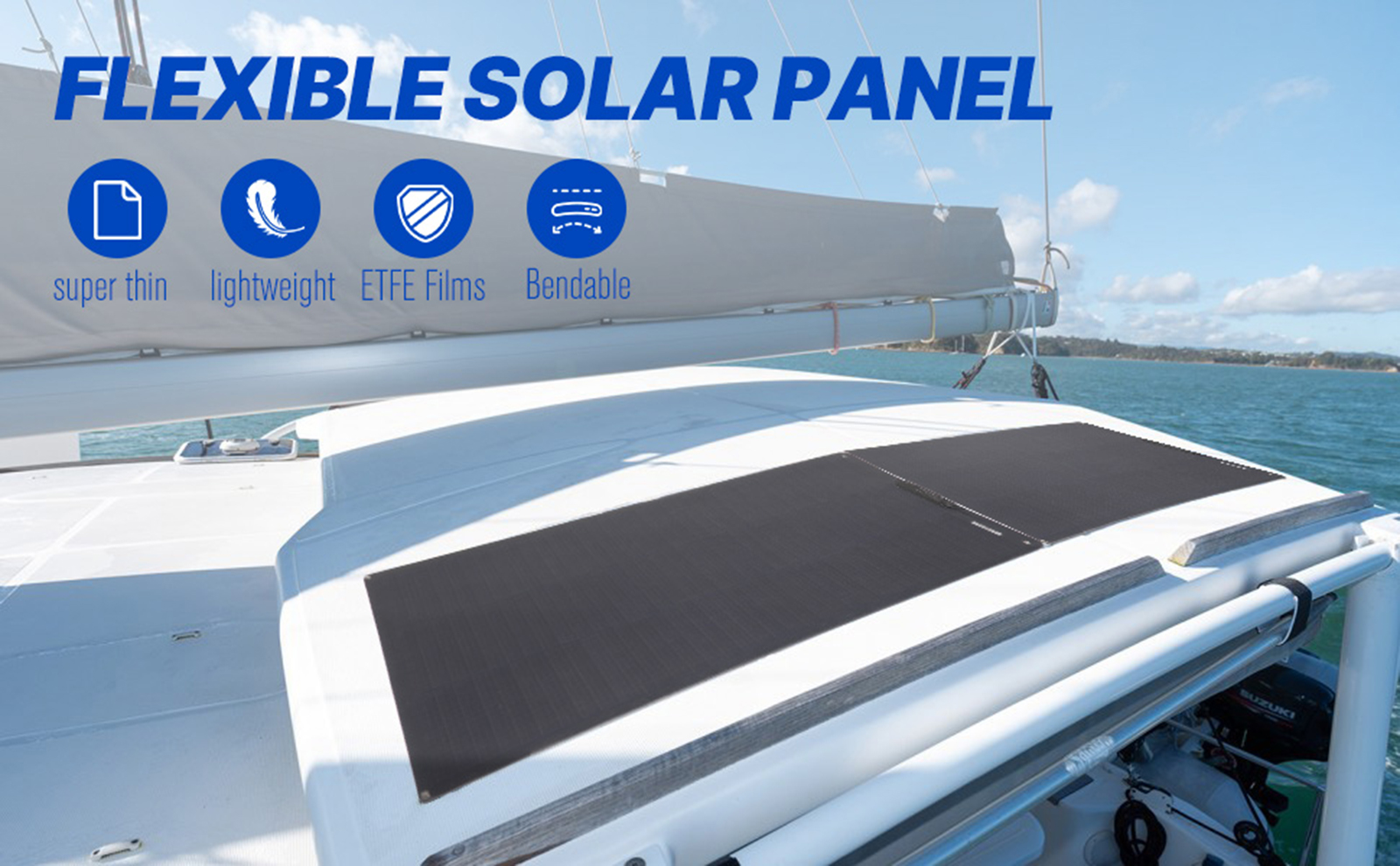[US Direct] ATEM POWER 100W 12V Monocrystalline Solar Panel Flexible 245 Degree Bendable For RV Tent Roof Boat Cabin Marine Camping 44.49 x 20.47 x 1.26 inches