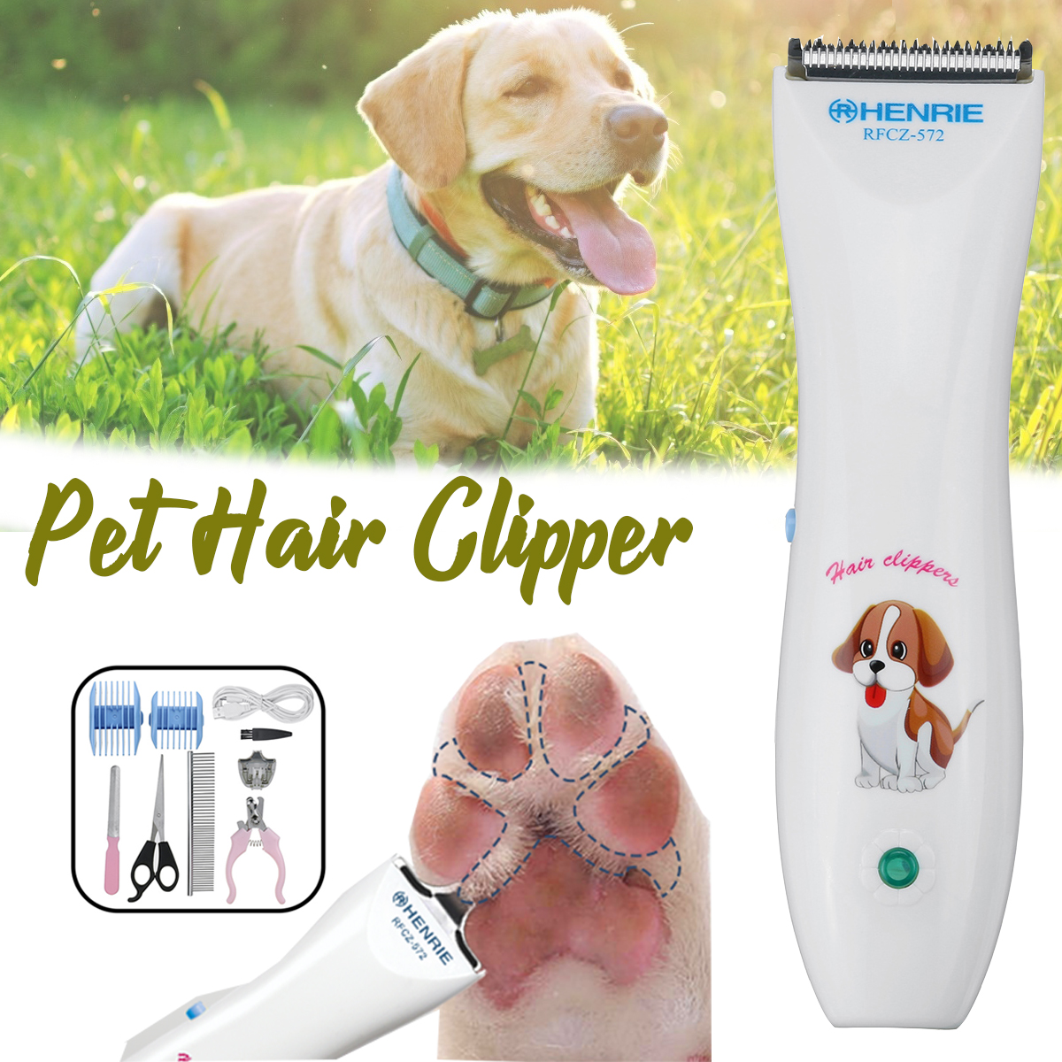 USB/Rechargeable Pet Dog Grooming Clipper Kit Thick Hair Trimmer Electric Shaver
