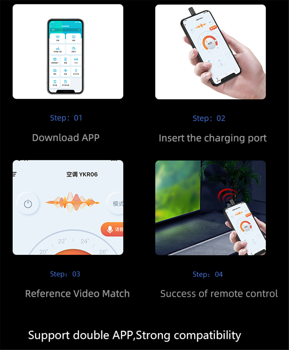 Mobile Phone Remote Controller Wireless Infrared Smart App Control Appliances Adapter for TV Box Air Conditioner Type C
