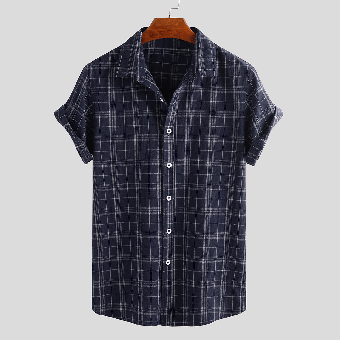New Mens Vintage Checkered Short Sleeve Button up Plaid Shirts – Chile Shop