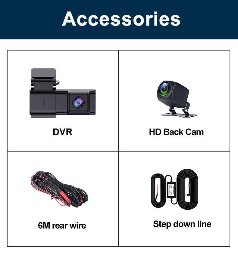 170° HD Dash Cam Dual Lens Smartphone 2K+1080P WiFi  Front and Rear Recording  Parking Monitor