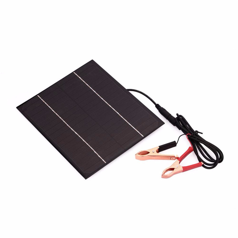 6W 18V Portable Monocrystalline Silicon Epoxy Solar Panel With 5521DC Battery Clip 8