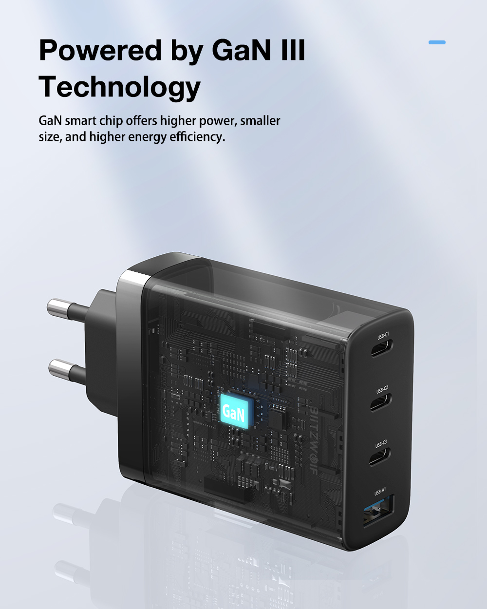 BlitzWolf® BW-S23 100W 4 Ports GaN Wall Charger With BW-TC23 100W 5A LED Display Type-C to Type-C Cable 6ft Long