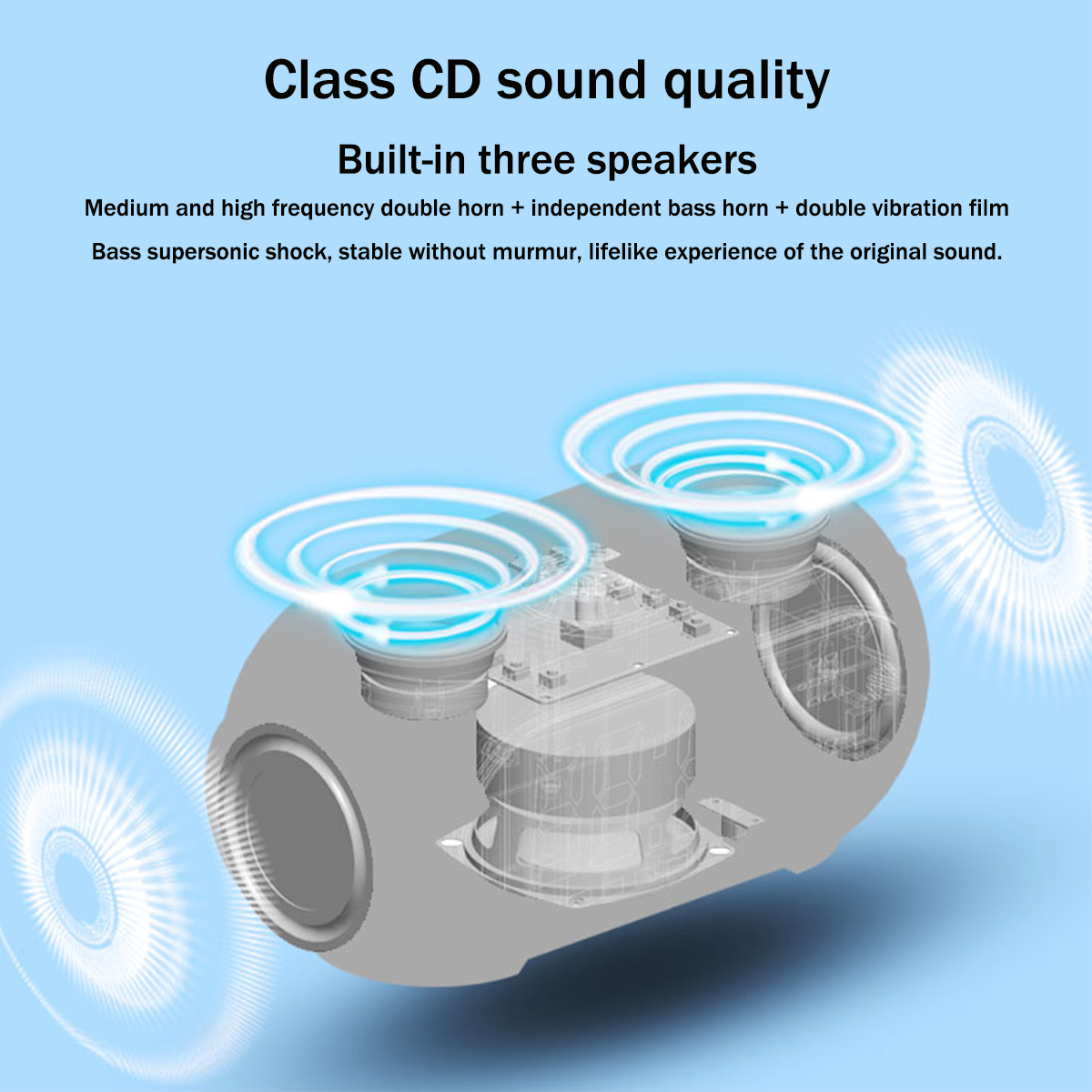 Portable Wireless Bluetooth 4.2 AUX TF USB Bass Speaker with Alarm Clock Function 12