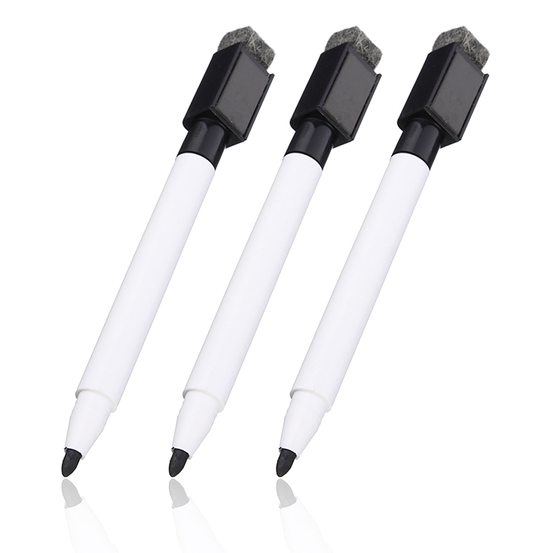 

3pcs/Set Black Whiteboard Marker Pen Erasable Dry with Magnet and Eraser Office School Supplies