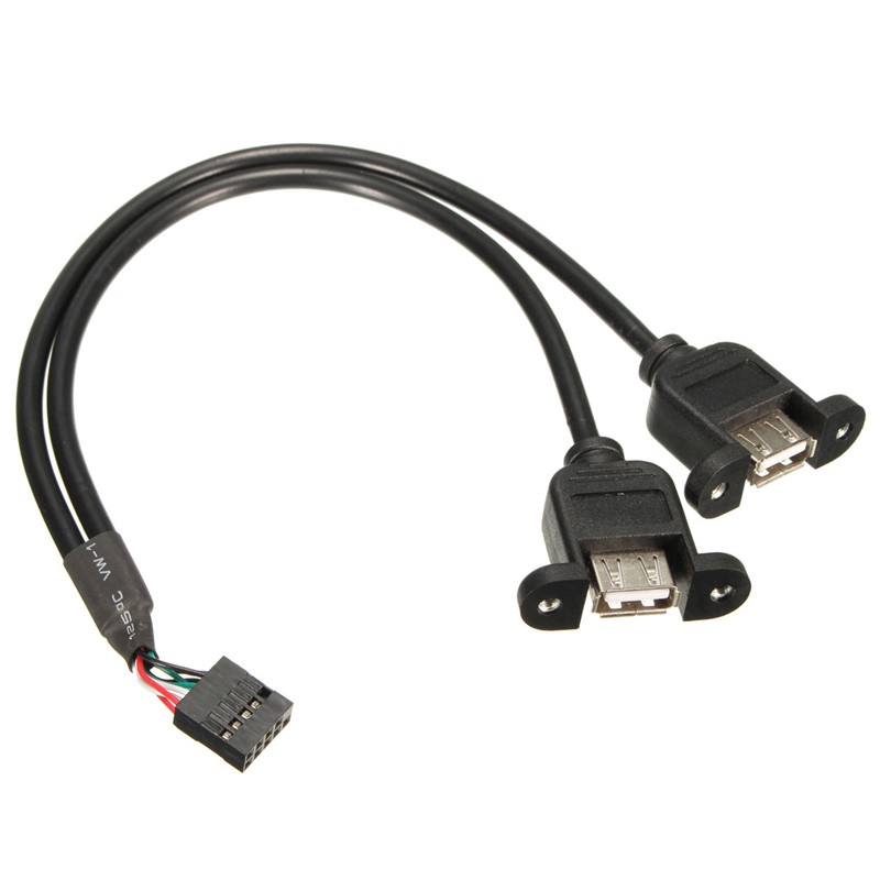 2 de doble USB 2.0 Tipo de una hembra de 9 pines del cable adaptador de la placa madre de la placa base