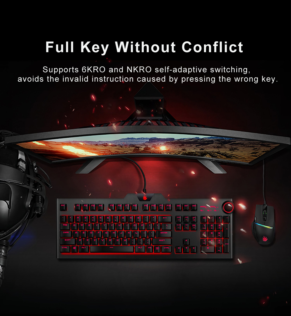 Blasoul Y520 Gaming Mechanical Keyboard 104 Keys 15 RGB Backlight Cherry MX Switch 1000Hz Wired 9