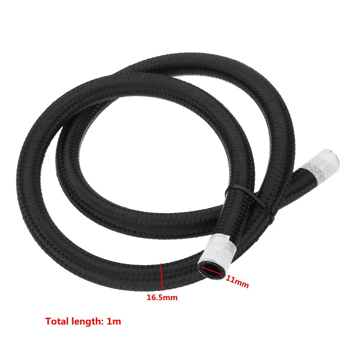 8AN Oil/Gas/Fuel Hose Line 1M Hose End Fitting Black Stainless Steel Braided 