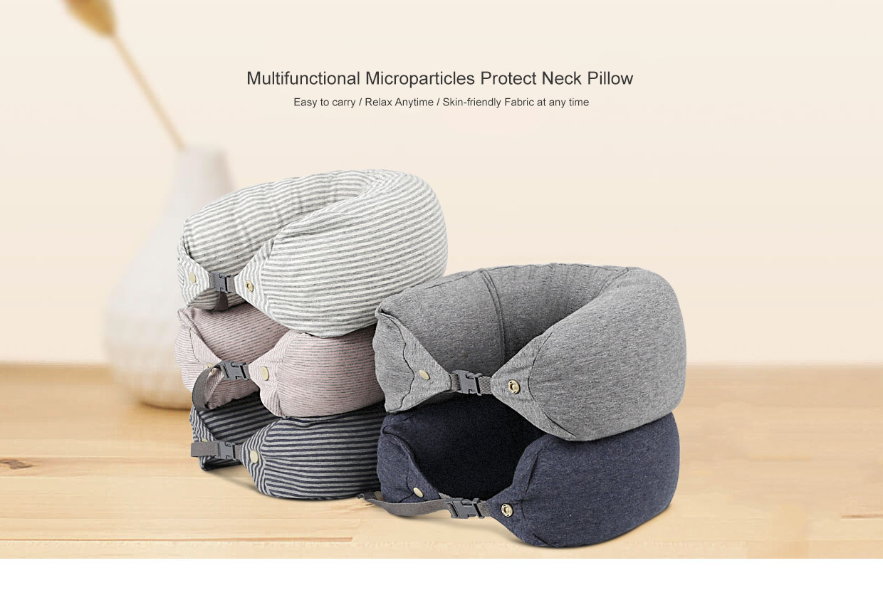 MEIZU Multi-functional Microparticles Protect Travel Neck Pillow U-shaped with Buckle Soft Pillow 