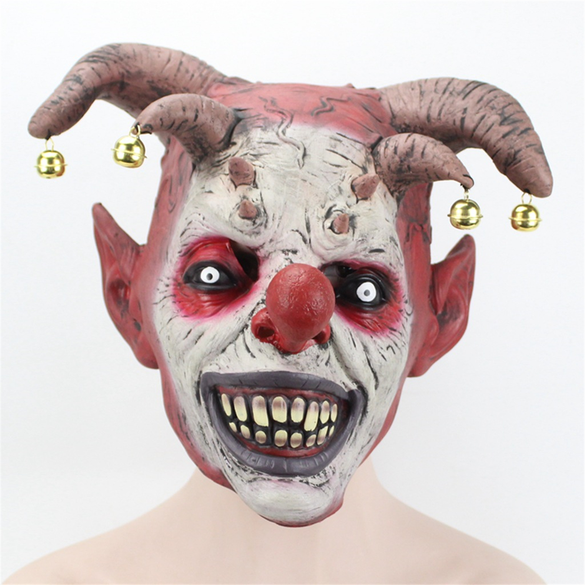 

Creepy Evil Scary Bell Halloween Clown Mask Latex Evil Jester Clown Mask Party