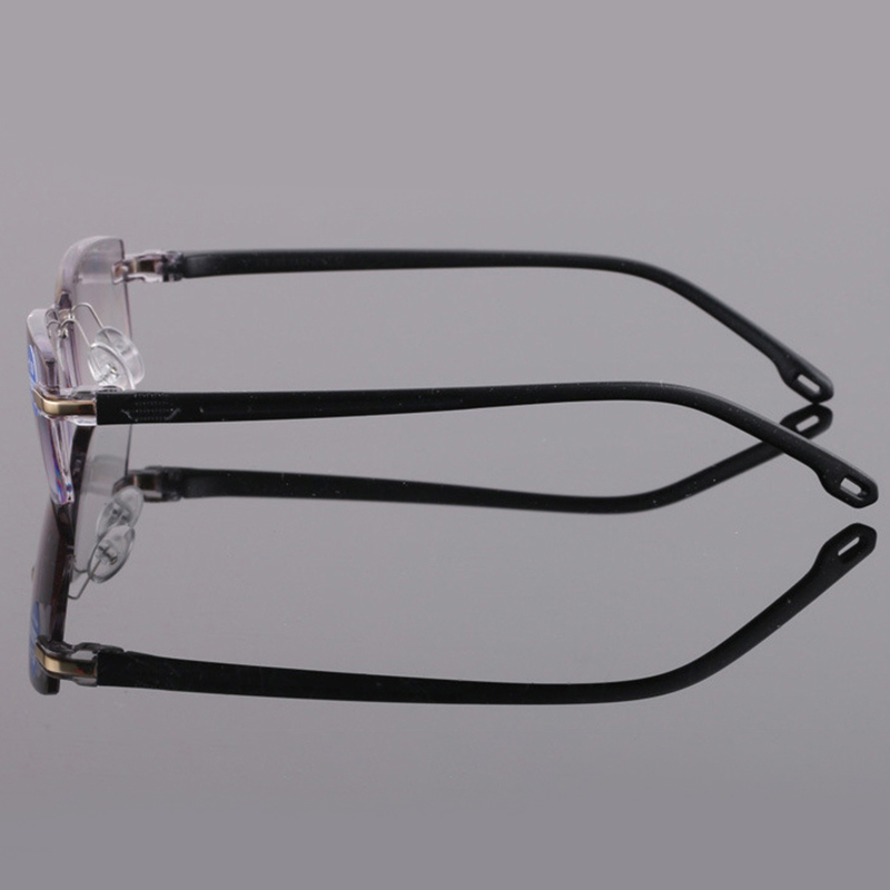 Unisex New Frameless Resin Anti-blue Reading Glasses Diamond Trimming Anti-blue Light Glasses