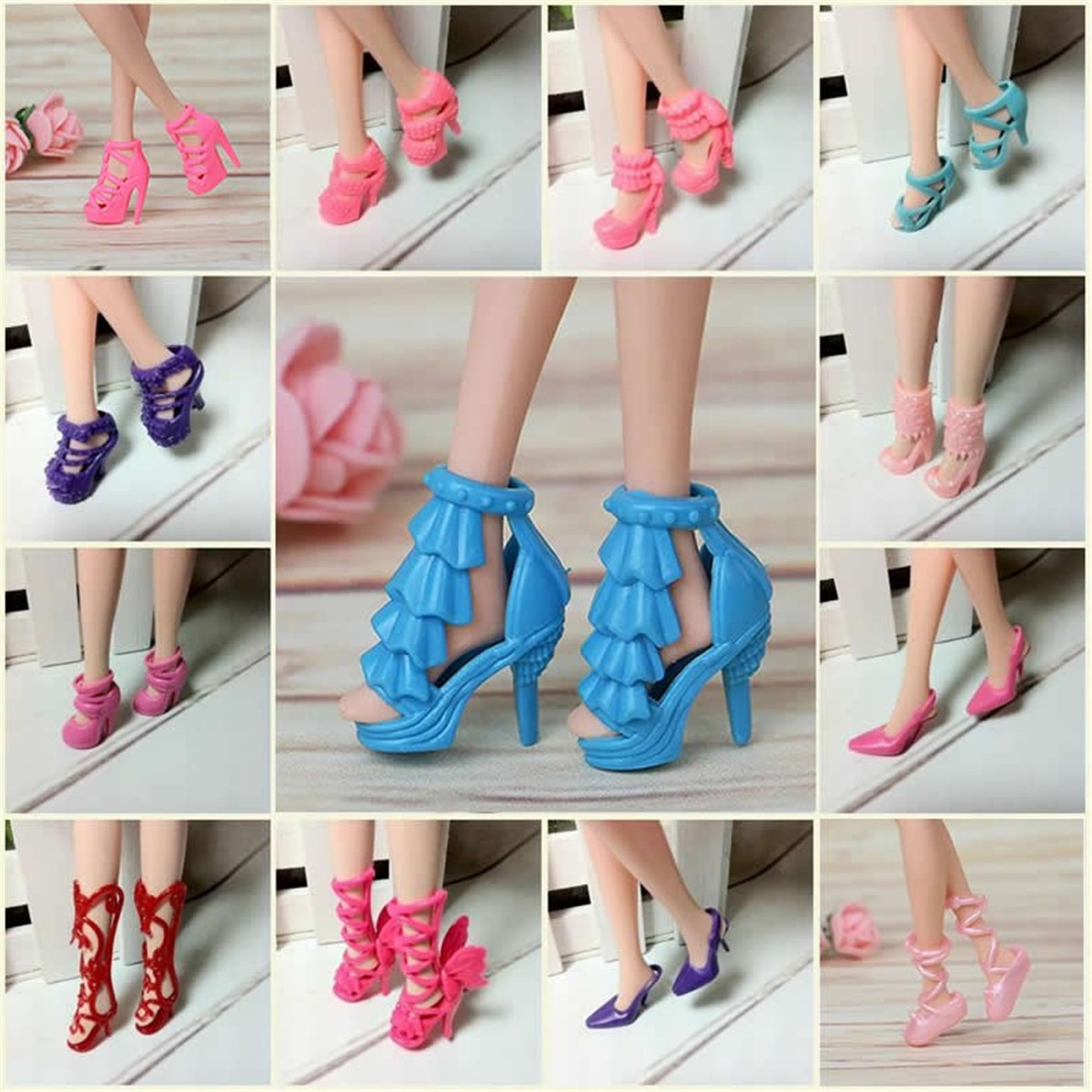 Set of 40 Pairs Fashion Dolls Shoes Heels Sandals For Dolls Outfit Dress
