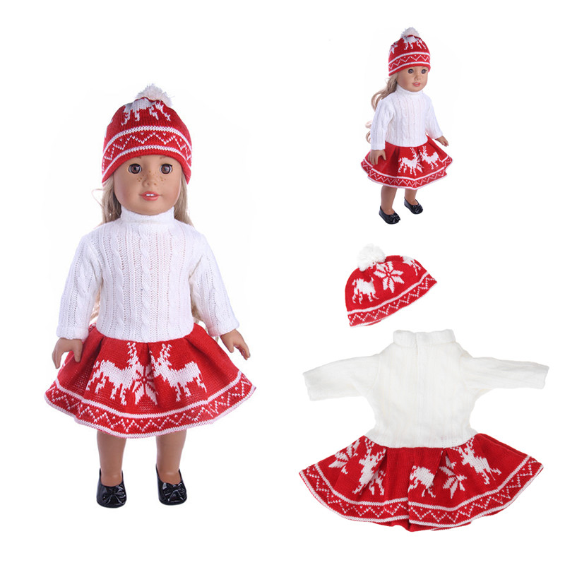 

18inch Кукла Одежда для американской девушки Кукла Свитер + юбка + шапочка Шапка без ребенка-новорожденного