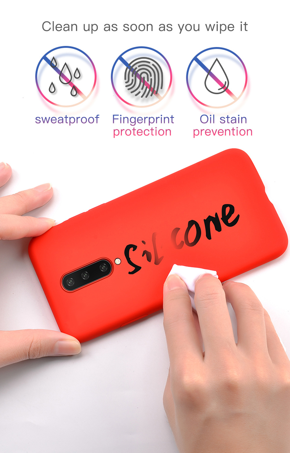 Bakeey Smooth Liquid Silicone Rubber Soft Back Cover Protective Case for OnePlus 8
