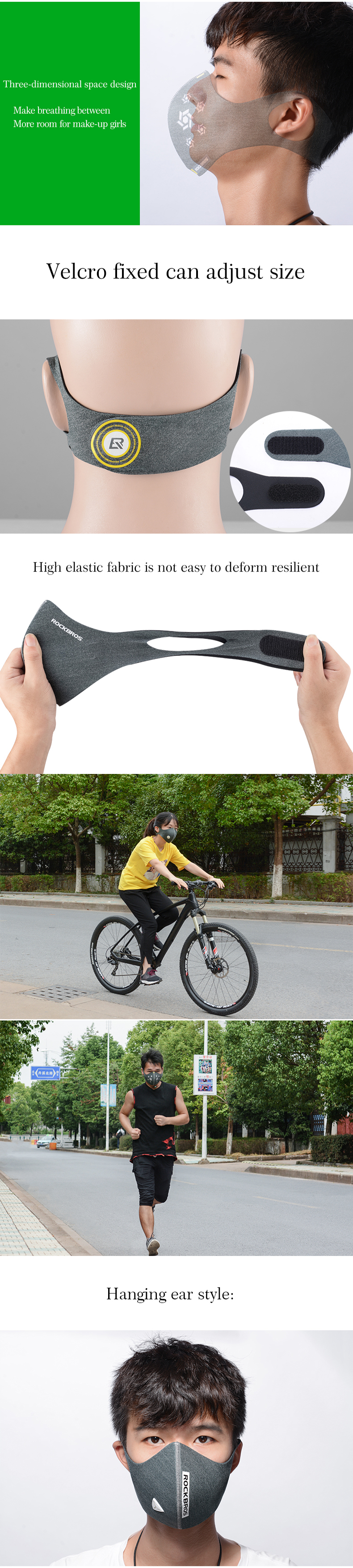 ROCKBROS Sport Outdoor Bike Ciclismo respirável Waterproof PM 2.5 Proteção Máscara Anti Dust Velo Máscara