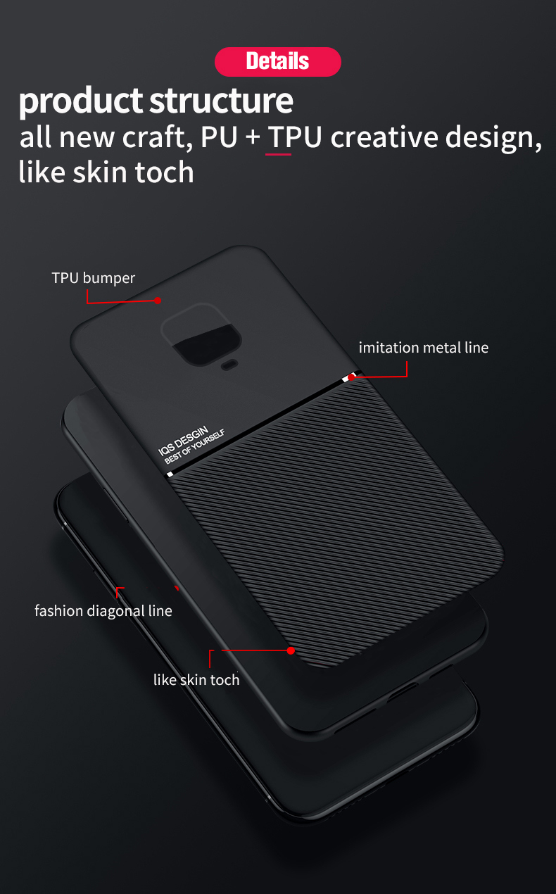 Bakeey Magnetic Texture Non-slip Leather TPU Shockproof Protective Case for Xiaomi Redmi Note 9S / Redmi Note 9 Pro / Redmi Note 9 Pro Max Non-original