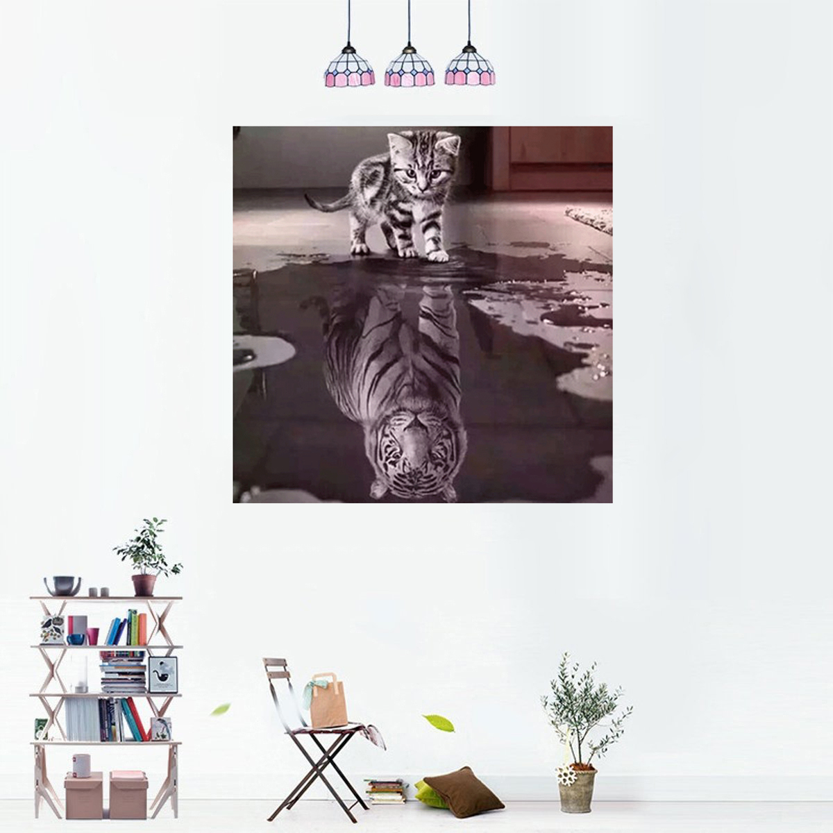 DIY Diamond Painting Cat Tiger Animal Hanging Pictures Handmade Wall Decorations Gifts Drawing for Kids Adult