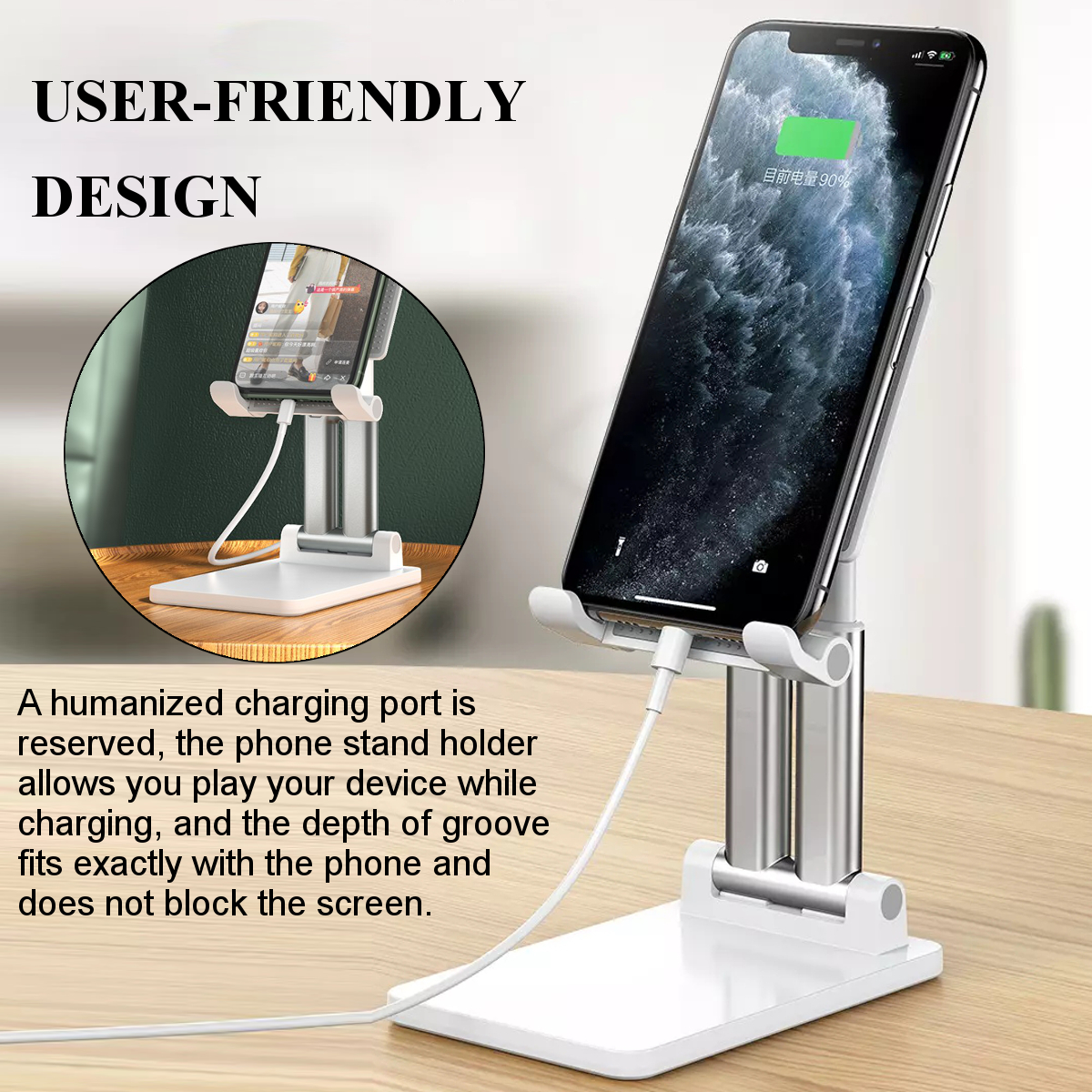 CCT7 Universal Folding Telescopic Desktop Mobile Phone Tablet Holder Stand for iPad Air for iPhone 12 XS 11 Pro POCO X3 NFC