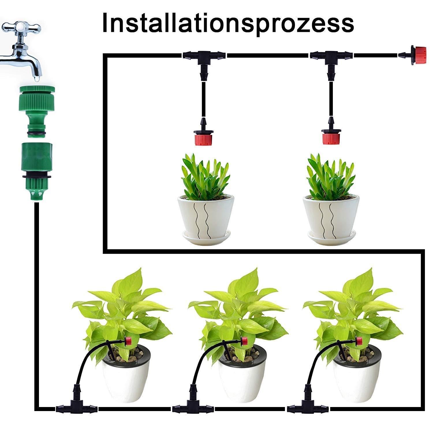 25M Flowring Watering Irrigation Kit With 30 Dripper DIY Garden Drip Irrigation Automatic Sprinkler