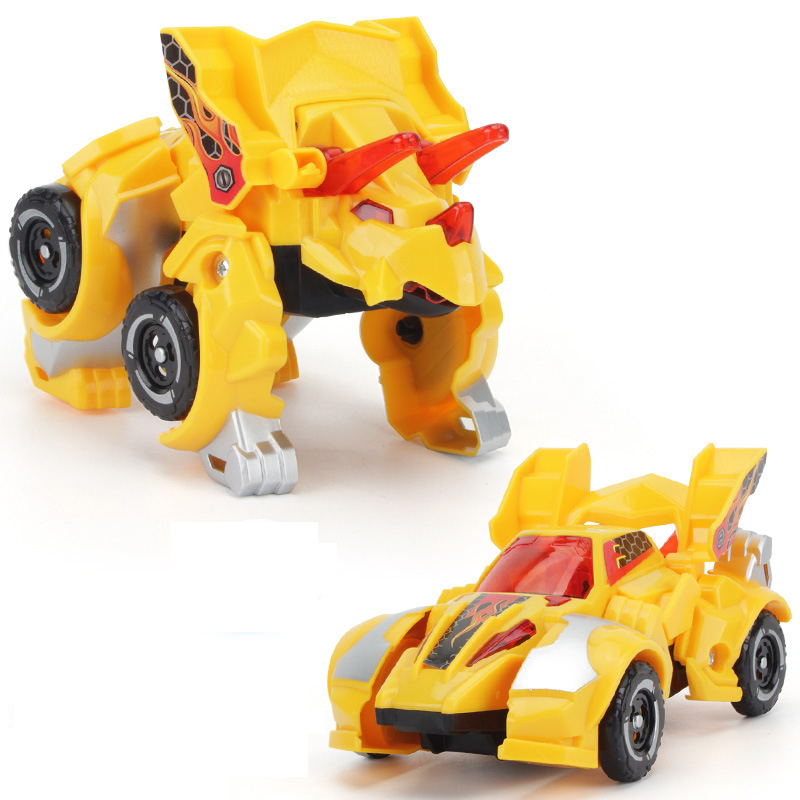 Electric Transformed Dinosaur Chariot Car Diecast Model Toy with LED Lights for Kids Gift