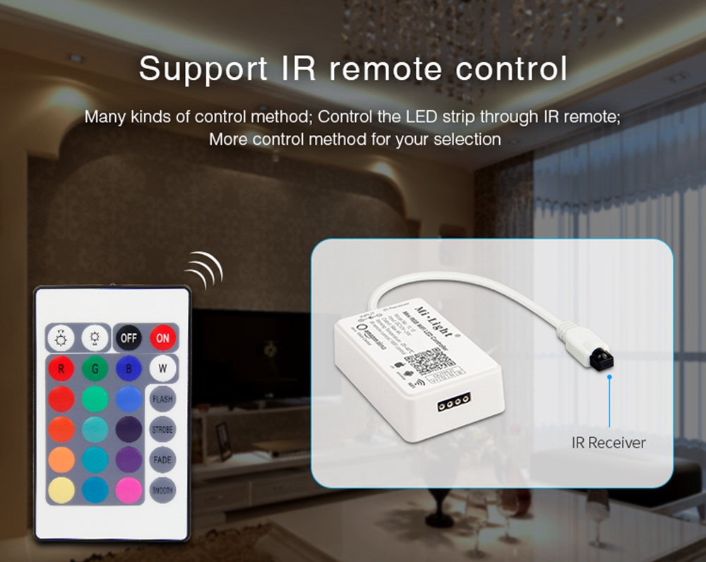 Milight YL1S DC12-24V Mini RGB WiFi Smart APP LED Controller+IR Remote Control for LED Strip Light 