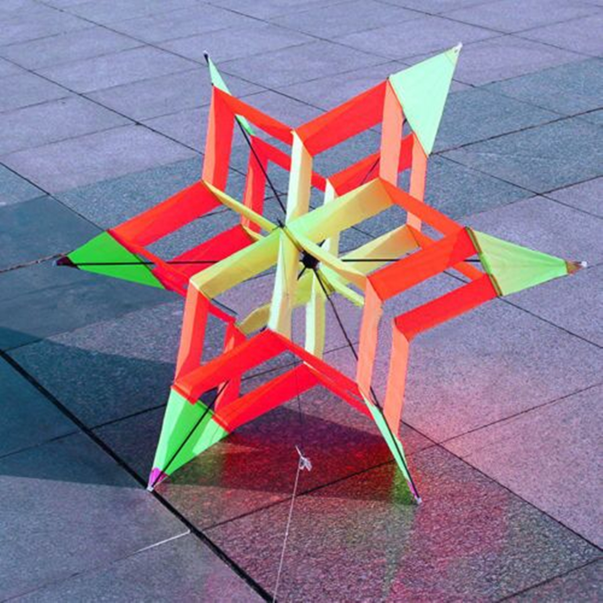 3D Colorful Flower Kite Single Line Outdoor sports Toy Light Wind Flying Kids 8